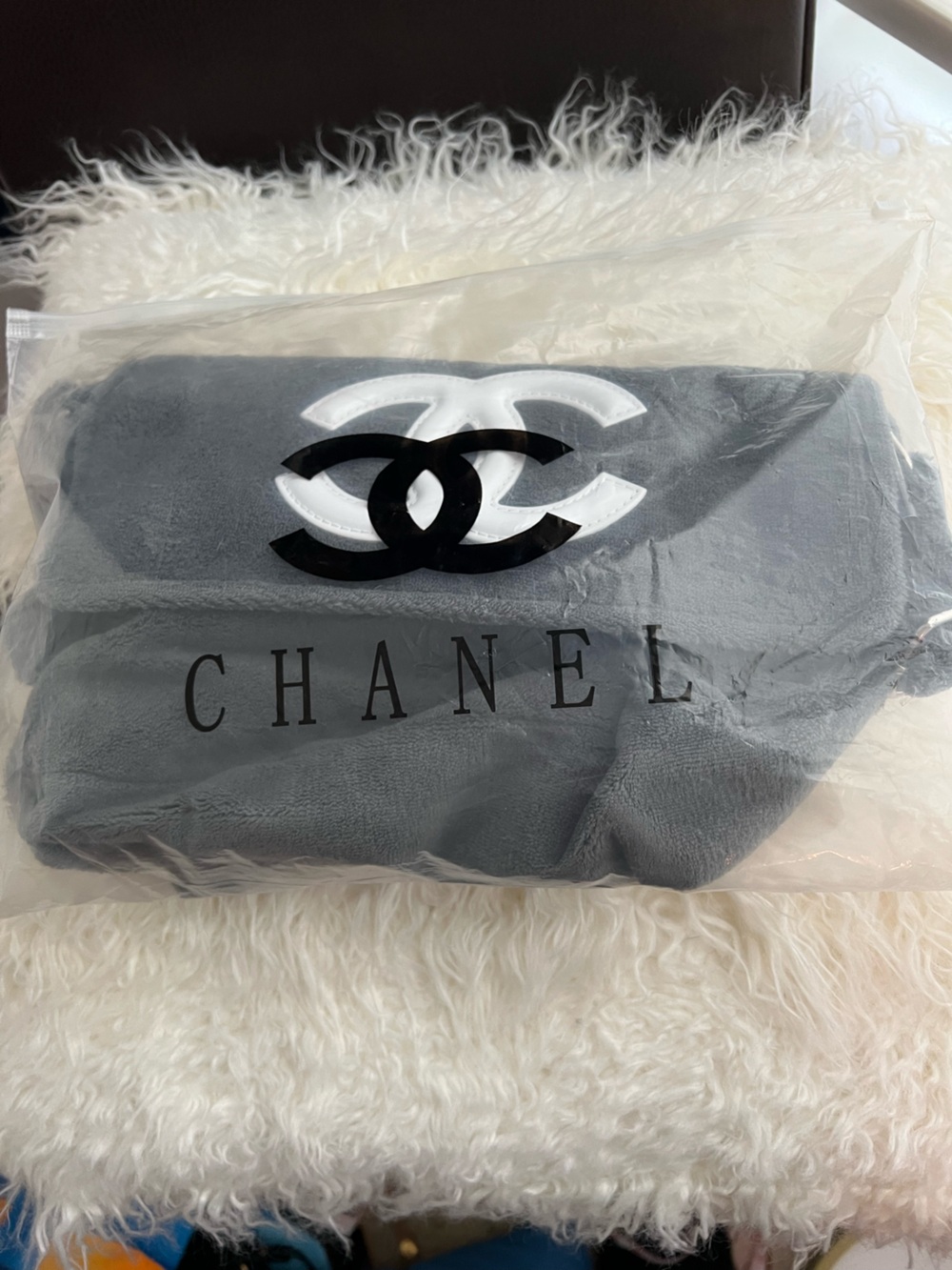 Chanel Gray Logo Plush Shoulder Bag - Picture 11 of 11